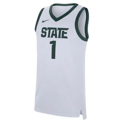 Men's Nike #1 White Michigan State Spartans Replica Jersey Size: Large