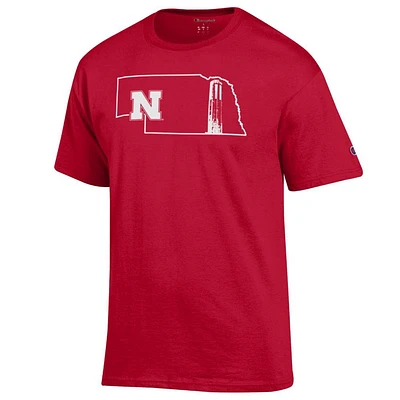 Nebraska Champion Men's State Building Logo Tee