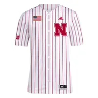 Huskers | Nebraska Adidas Pinstripe Baseball Jersey Alumni Hall