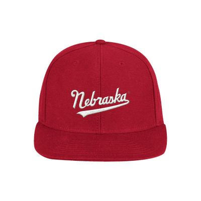  Huskers | Nebraska Adidas Script Nebraska Flatbrim Hat | Alumni Hall