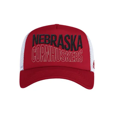  Huskers | Nebraska Adidas Wavy Font Foam Trucker Hat | Alumni Hall