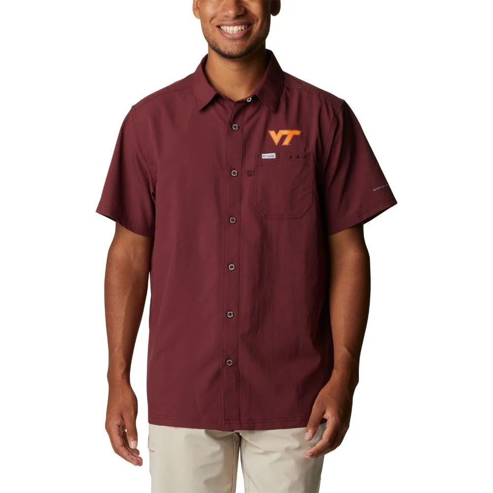 Men's Columbia PFG Maroon Virginia Tech Hokies Slack Tide Camp Button-Up Shirt Size: Large