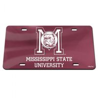 Mississippi State Vault Bulldog Head inside M License Plate