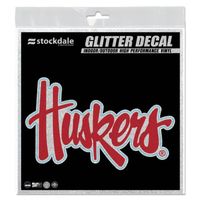  Huskers | Nebraska 6 X 6  Huskers Script Glitter Decal | Alumni Hall