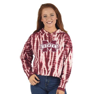 Bulldogs | Mississippi State Zoozatz Women's Shibori Crop Hoodie Alumni Hall