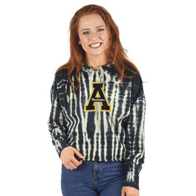 App | Appalachian State Zoozatz Women's Shibori Crop Hoodie Alumni Hall