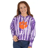 Clemson | Zoozatz Women's Shibori Crop Hoodie Alumni Hall