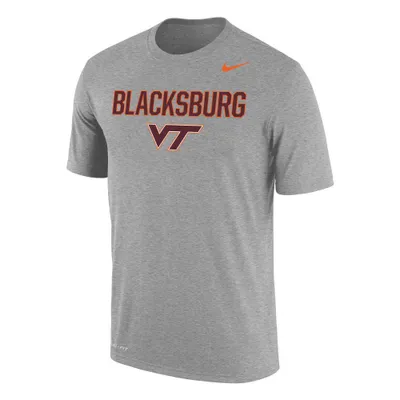 Vt | Virginia Tech Nike Dri- Fit Cotton Blacksburg T- Shirt Alumni Hall