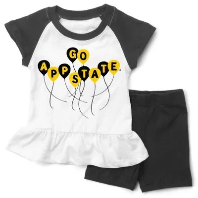 App | Appalachian State Wes And Willy Infant Ruffle Top With Balloons Short Set Alumni Hall