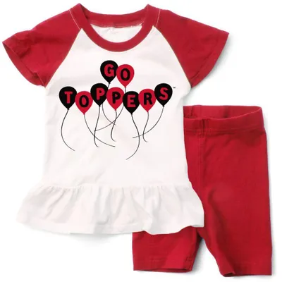 Wku | Western Kentucky Wes And Willy Toddler Ruffle Top With Balloons Short Set Alumni Hall