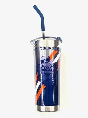  Aub | Auburn Stripe Straw Tumbler | Alumni Hall