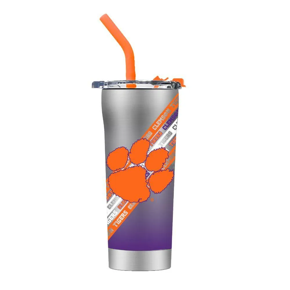  Clemson | Clemson Stripe Straw Tumbler | Alumni Hall