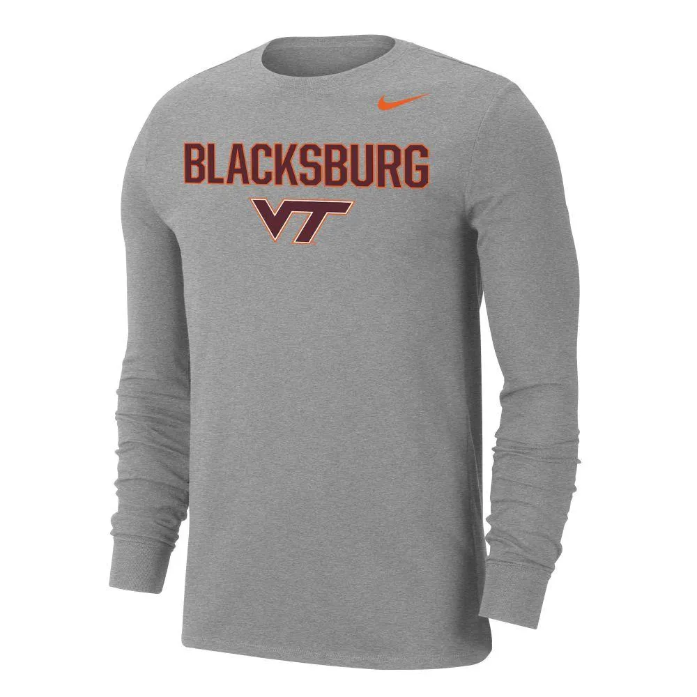 Hokies | Blacksburg Nike Men's Dri- Fit Cotton Long Sleeve Tee Alumni Hall