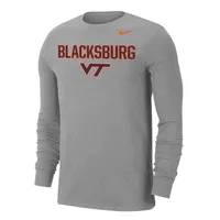 Hokies | Blacksburg Nike Men's Dri- Fit Cotton Long Sleeve Tee Alumni Hall