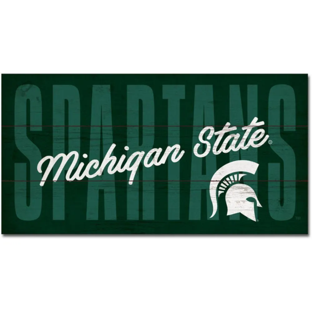  Spartans | Michigan State 11  X 20  Weathered Mechanic Wood Plank Sign | Alumni Hall