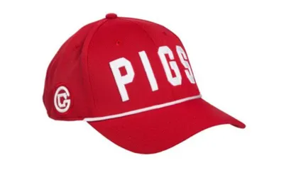 Ahs | Pigs Men's Red Snapback With White Rope Adjustable Hat | Alumni Hall