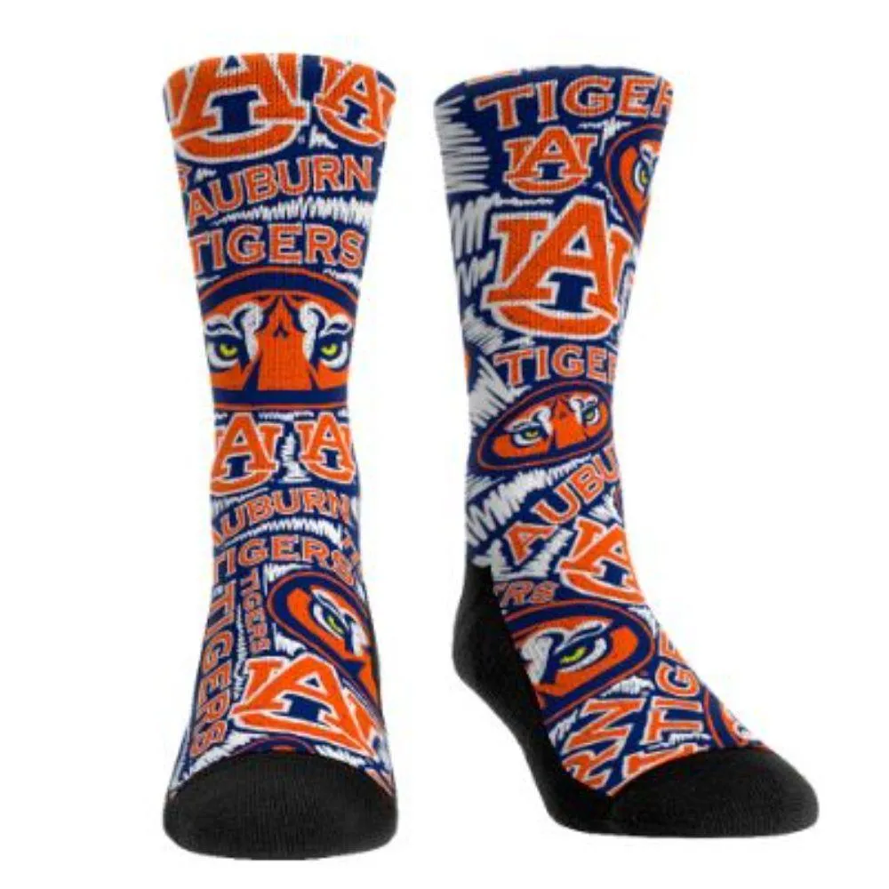  Aub | Auburn Logo Sketch Crew Sock | Alumni Hall