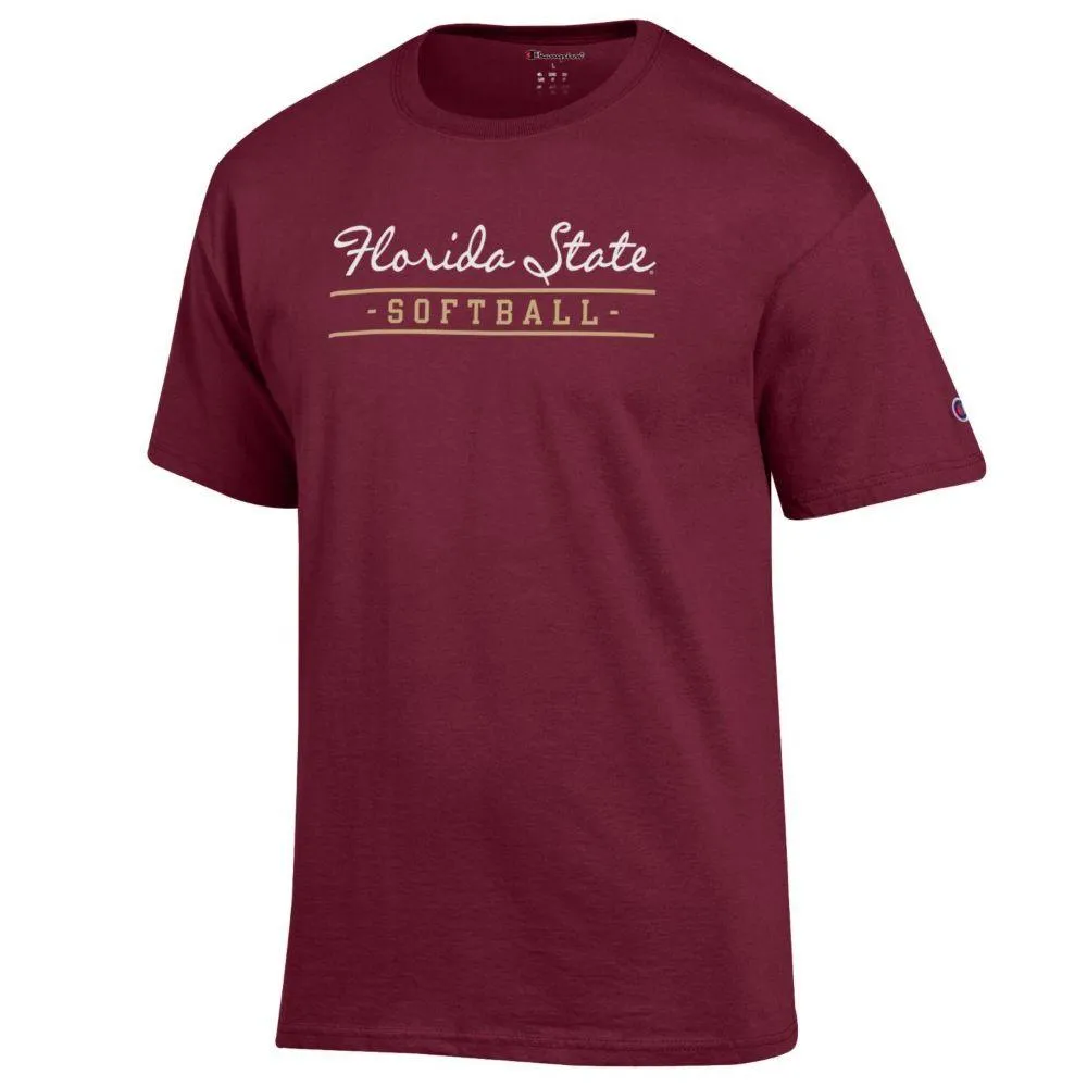 Fsu | Florida State Champion Script Bar Softball Short Sleeve Tee Alumni Hall