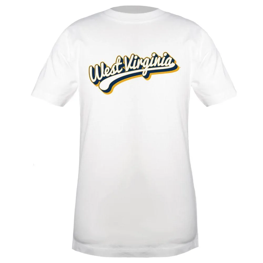 Wvu | West Virginia Garb Youth Script Short Sleeve Tee Alumni Hall