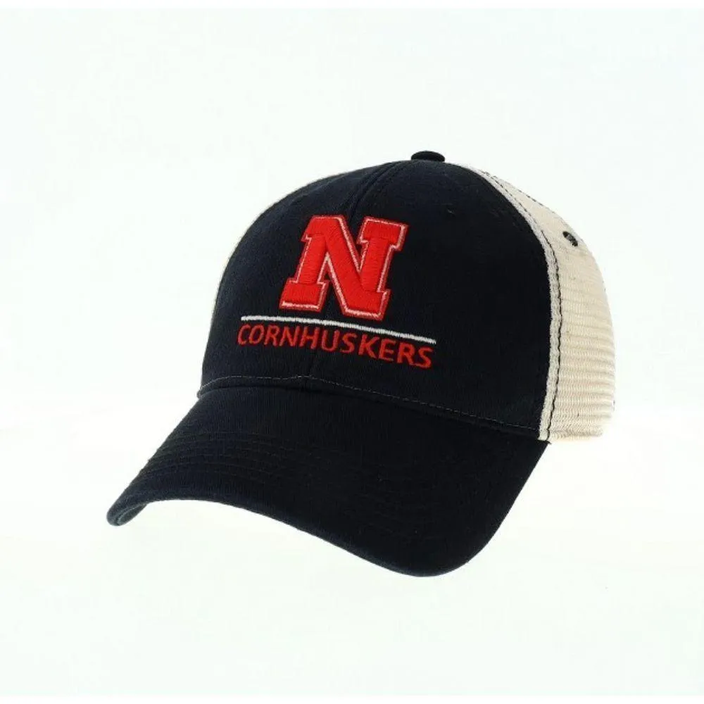 Alumni Hall Huskers  Nebraska Legacy Logo Over Dad Adjustable Hat