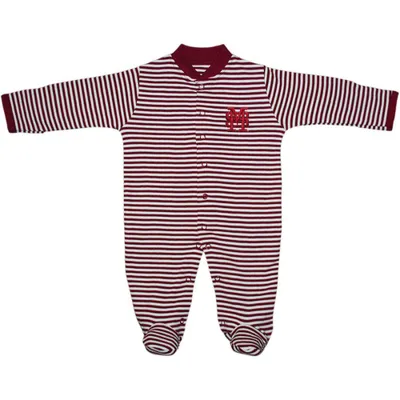 Bulldogs | Mississippi State Infant Interlock Ms Striped Footed Romper Alumni Hall