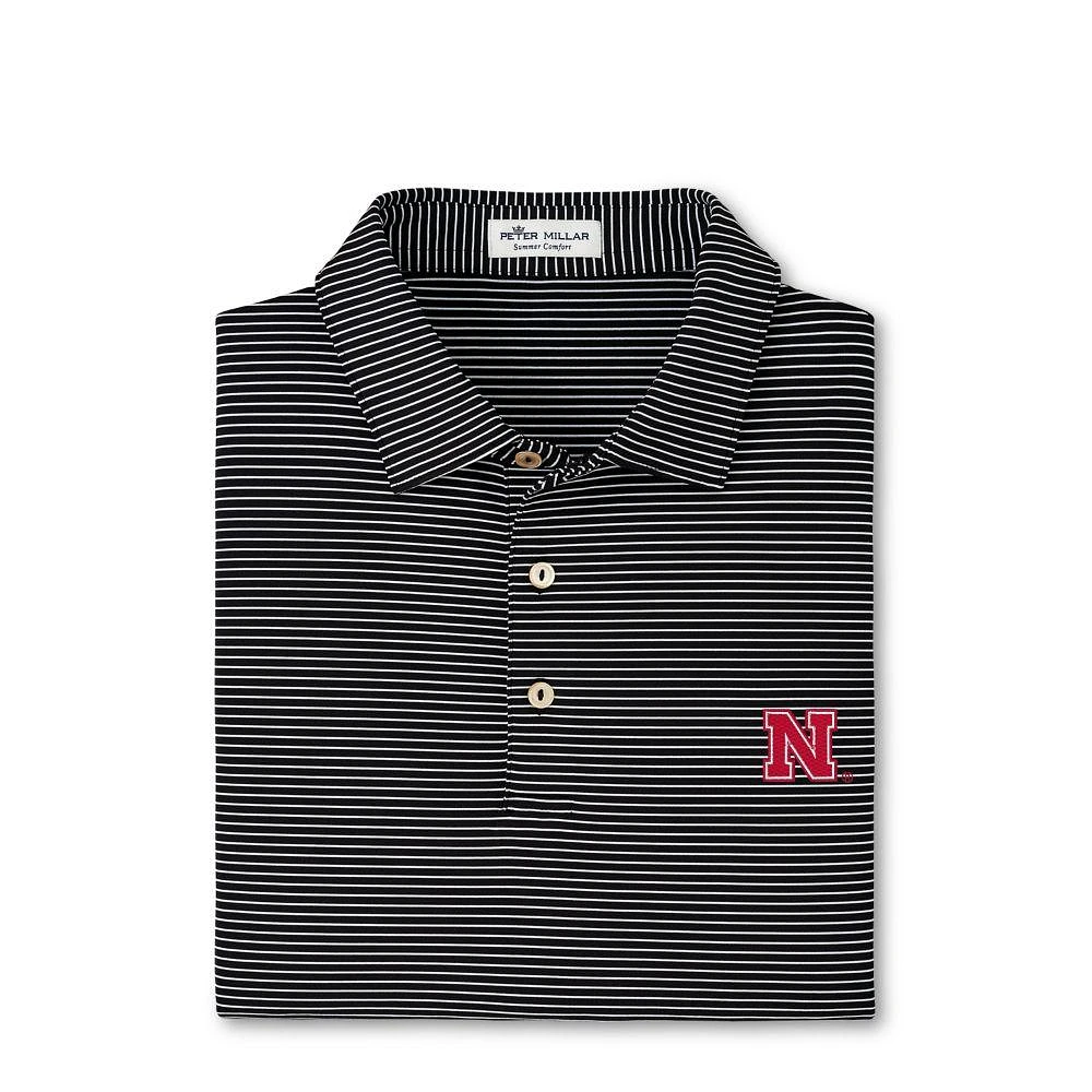 Nebraska Peter Millar Marlin Stripe Performance Polo