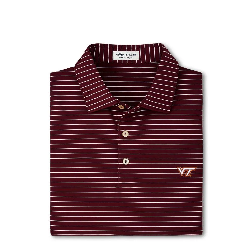 Hokies | Virginia Tech Peter Millar Crafty Stripe Performance Polo Alumni Hall