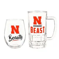  Huskers | Nebraska Beauty & Amp ; Beast Glass Set | Alumni Hall