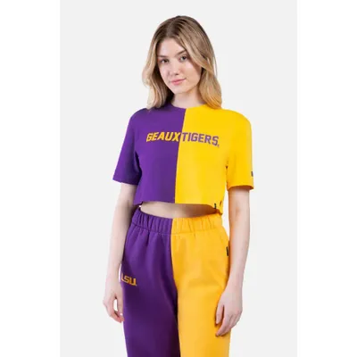 Lsu | Hype And Vice Brandy Color Block Cropped Tee Alumni Hall