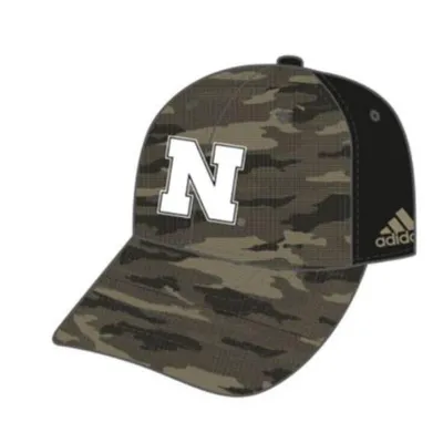 Huskers | Nebraska Adidas Camo Structured Stretch Hat Alumni Hall