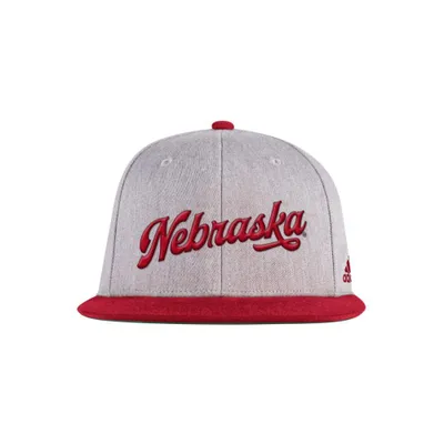  Huskers | Nebraska Adidas Script Snapback Hat | Alumni Hall