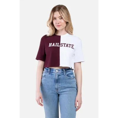 Bulldogs | Mississippi State Hype And Vice Brandy Color Block Cropped Tee Alumni Hall