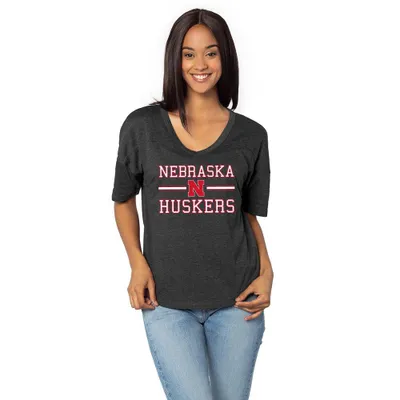 Huskers | Nebraska University Girl Happy Stadium Stack Tee Alumni Hall