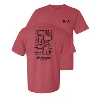 Razorbacks | Arkansas Summit Campus Map Script Comfort Colors Tee Alumni Hall