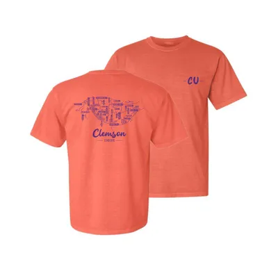 Clemson Summit Campus Map Script Comfort Colors Tee