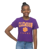 Clemson | Zoozatz Women's Crop Arch Logo Mascot Tee Alumni Hall