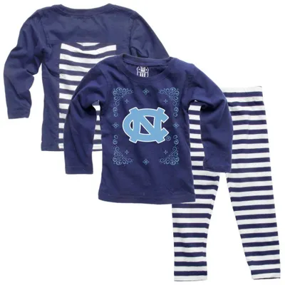 Unc | Carolina Infant Girl Inset Stripe Set Alumni Hall