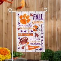 Clemson Fall Seasonal Moire Garden Flag