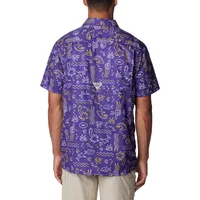 Lsu | Columbia Super Slack Tide Fish Print Woven Shirt Alumni Hall