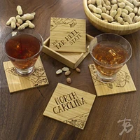 North Carolina 4-Piece State Bamboo Coaster Set