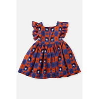 Briton Court Royal and Orange Kids Maya Tie with Pockets Dress