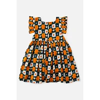 Briton Court Navy and Orange Kids Maya Tie with Pockets Dress