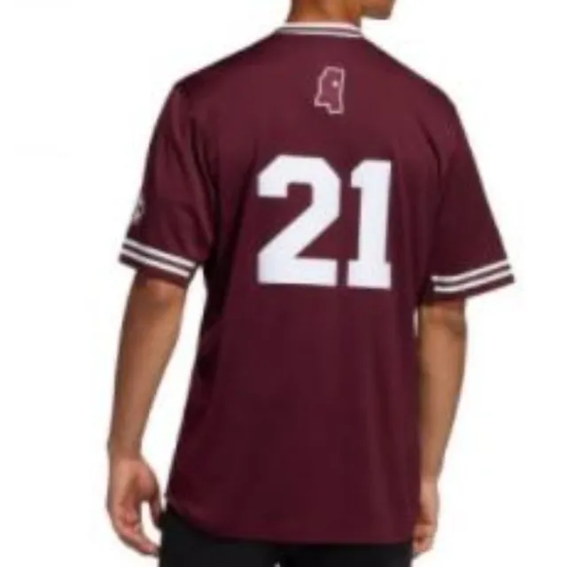 Adidas Men's White Script Replica Baseball Jersey - Maroon U