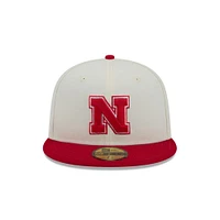 Nebraska New Era 5950 N Logo Flat Bill Fitted Hat