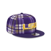 LSU New Era 950 Plaid Statement Flat Bill Snapback Cap