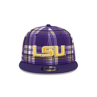 LSU New Era 950 Plaid Statement Flat Bill Snapback Cap