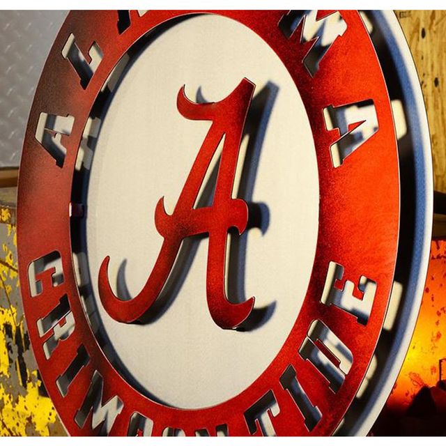  Al - Alabama Crimson Tide Logo 3d Metal Art - 18  Diameter - Alumni Hall