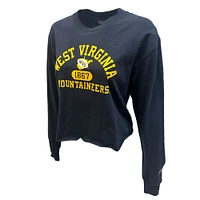 West Virginia Champion Women's Boyfriend Long Sleeve Cropped Tee Arch Vault
