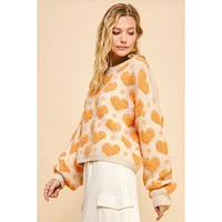 Davi & Dani Chenille Hearts Boxy Sweater