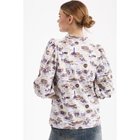 LSU Smith & Quinn Tailgate Toile Print Eliza Top